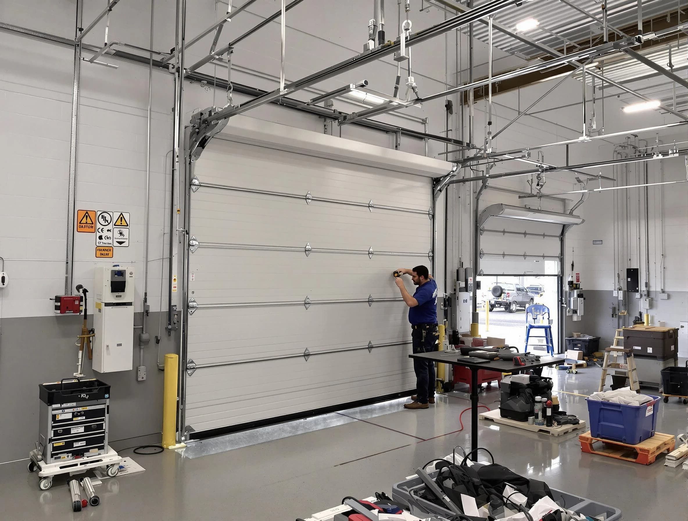 Commercial garage door repair being performed by Apache Junction Garage Door Repair expert in Apache Junction