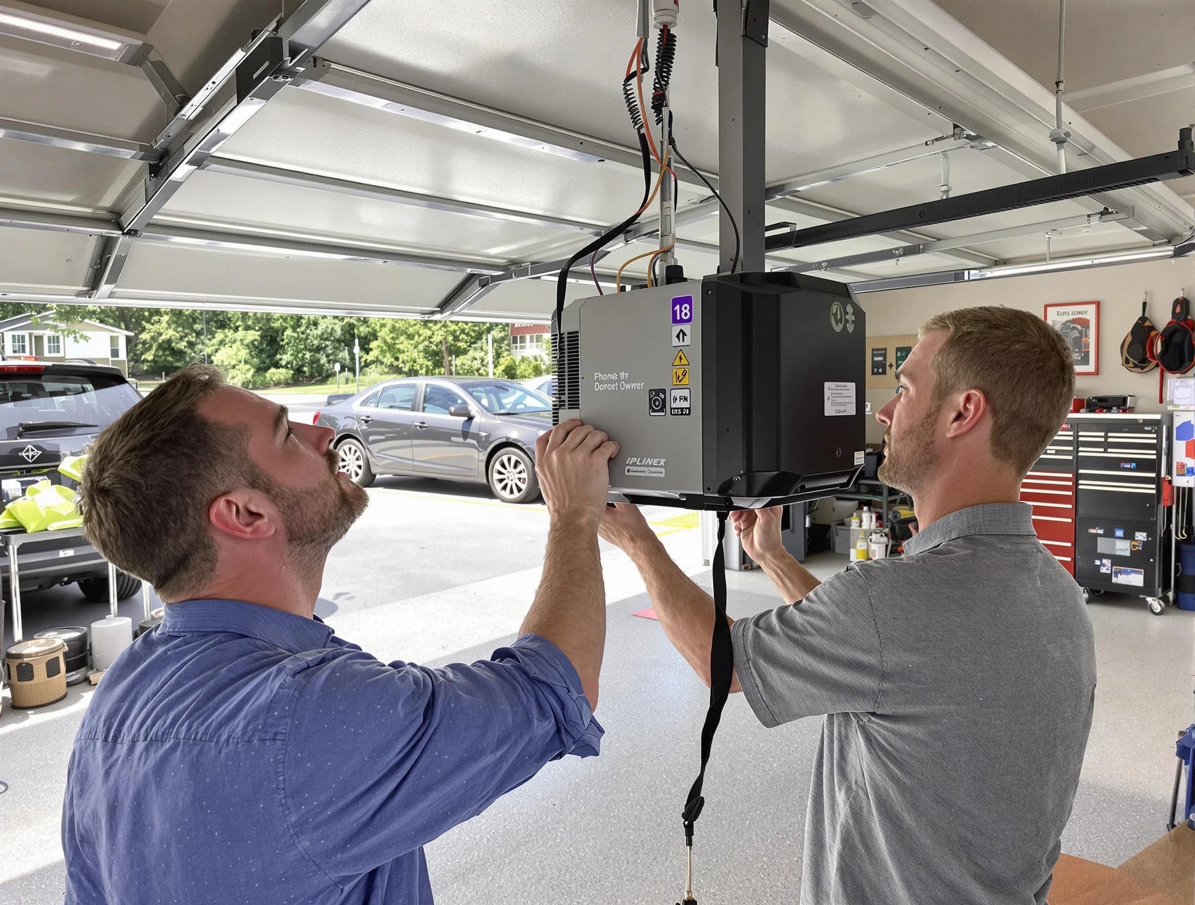 Apache Junction Garage Door Repair technician installing garage door opener in Apache Junction