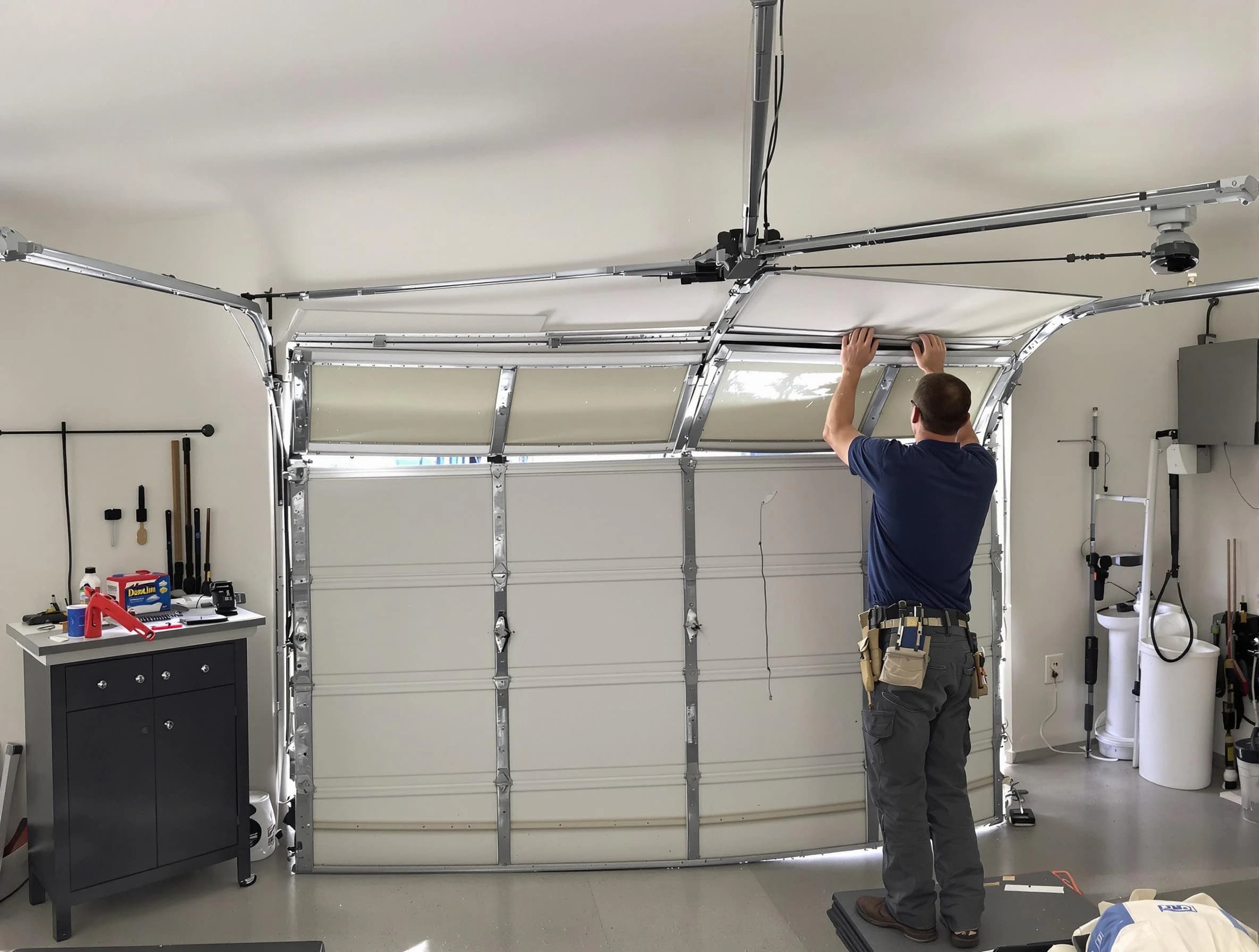 Apache Junction Garage Door Repair specialist performing precise section replacement on Apache Junction garage door