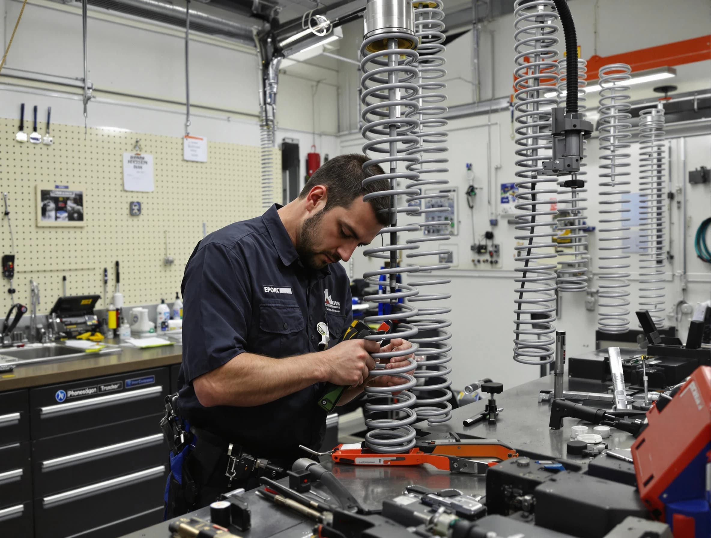 Apache Junction Garage Door Repair technician performing spring repair in Apache Junction